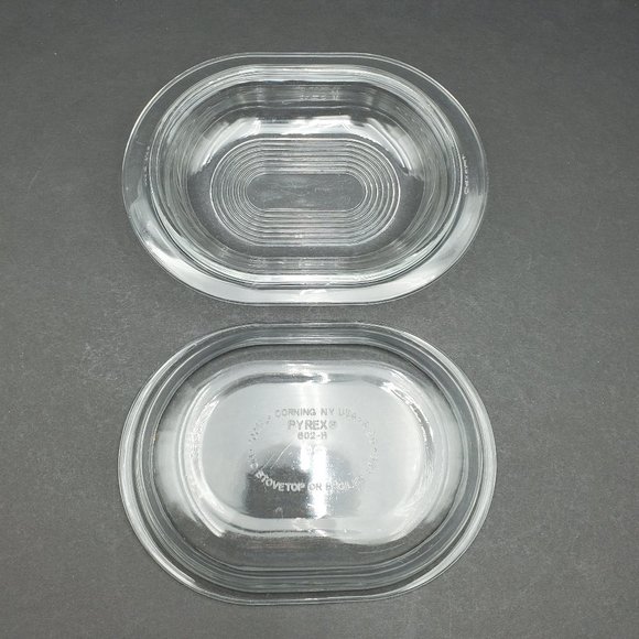 Pyrex Clear Glass Oval Refrigerator Dish w Ribbed Lid 602-B 700 ml 24 oz - Picture 6 of 12